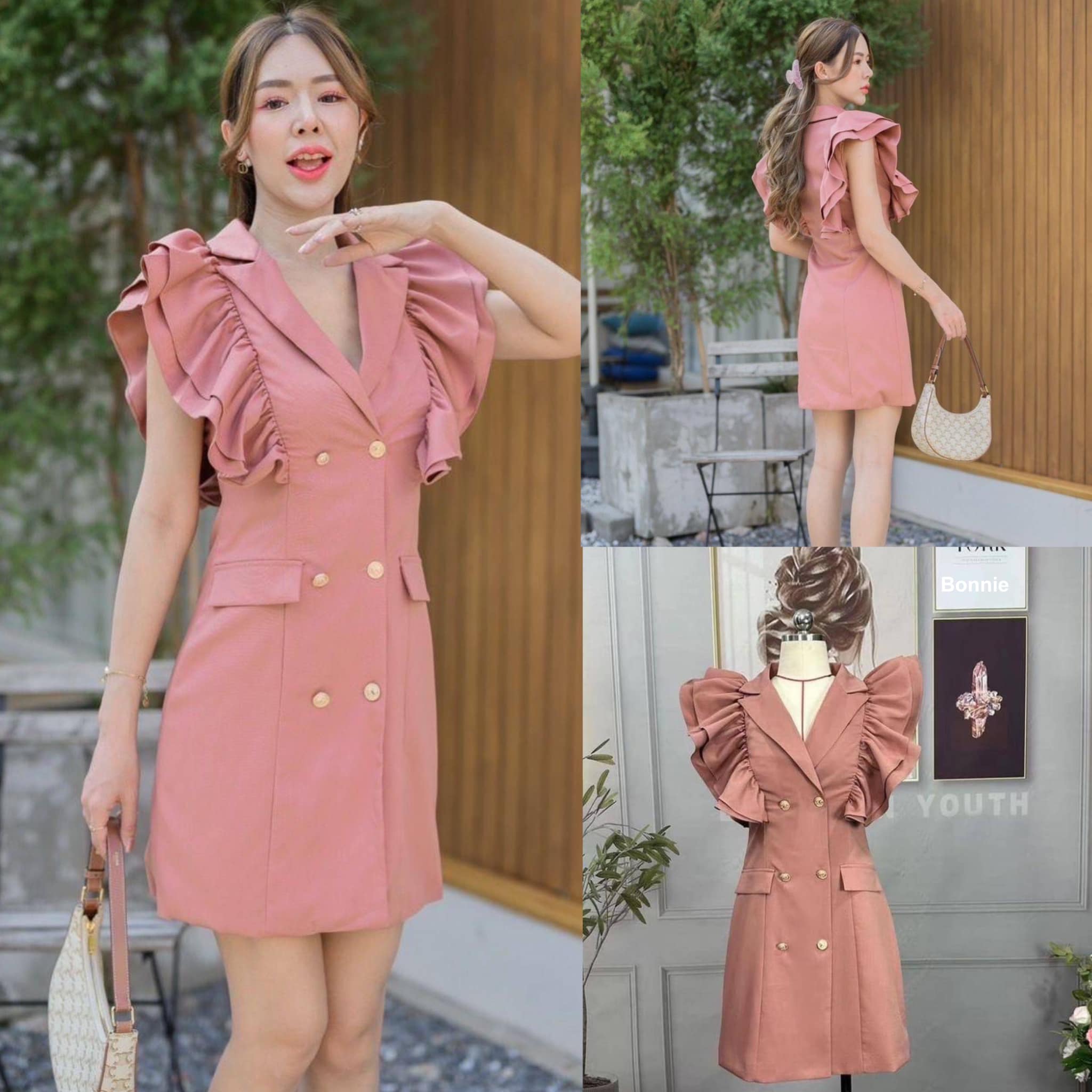 เดรสสูท งานสวยๆ ผ้าแน่น อัดกาว งานสวย ทรงเป๊ะ ไฮโซ งานปักแน่นๆ สีตามต้นแบบ สินค้าคุณภาพ (พร้อมส่ง)