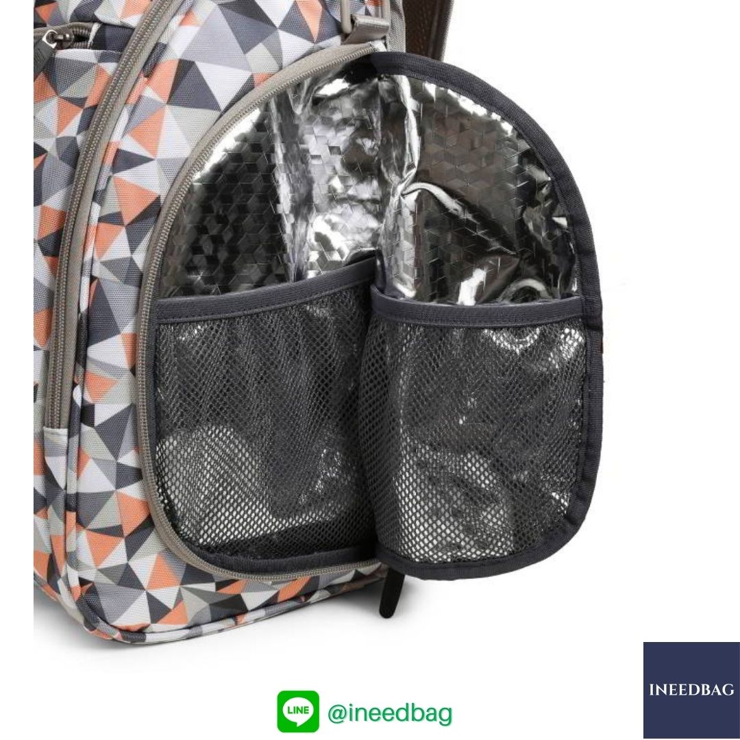 Ecosusi กระเป๋าคุณแม่ กระเป๋าสัมภาระคุณแม่ กระเป๋าแม่ลูกอ่อน แบบเป้ มาพร้อมแผ่นรองเปลี่ยนผ้าอ้อม, สายคล้องรถเข็น, ช่องเก็บความร้อน-เย็น, ช่องเก็บทิชชู่เปียก (Light Orange)