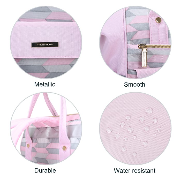 mommore กระเป๋าคุณแม่ กระเป๋าสัมภาระคุณแม่ กระเป๋าแม่ลูกอ่อน รูปแบบทันสมัย กันน้ำ พร้อมแผ่นรองเปลี่ยนผ้าอ้อม คุณภาพสูง เหมาะสำหรับเดินทางมาก (ฺPink)