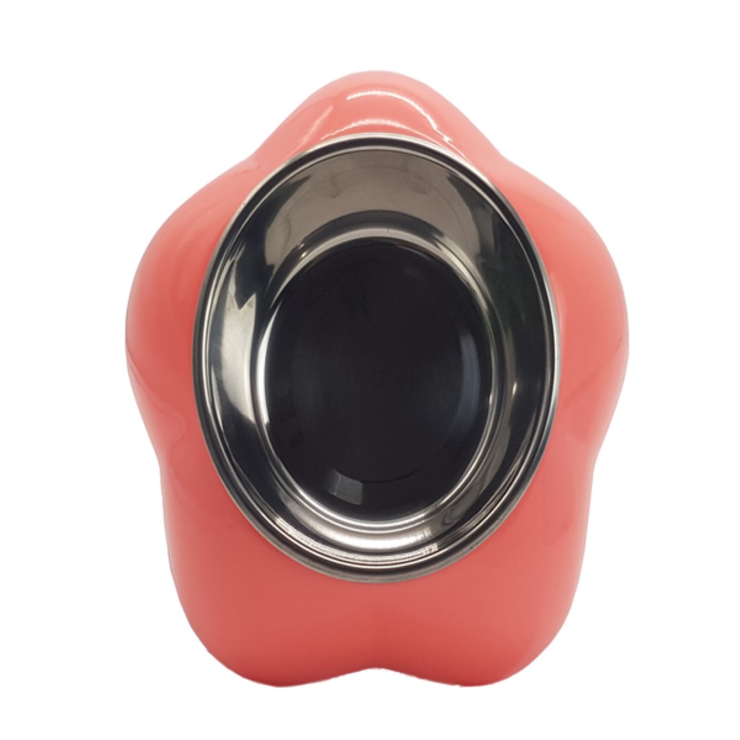 ชามอาหารสัตว์เลี้ยง Petsuka สำหรับสุนัขและแมว รูปดอกไม้ สีชมพู