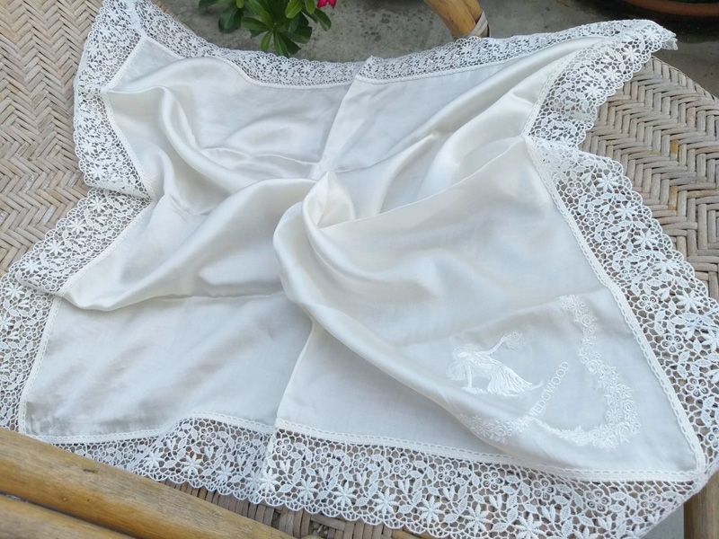 ผ้าเช็ดหน้าสุดหรู WEDGWOOD ผ้า Silk+Cotton