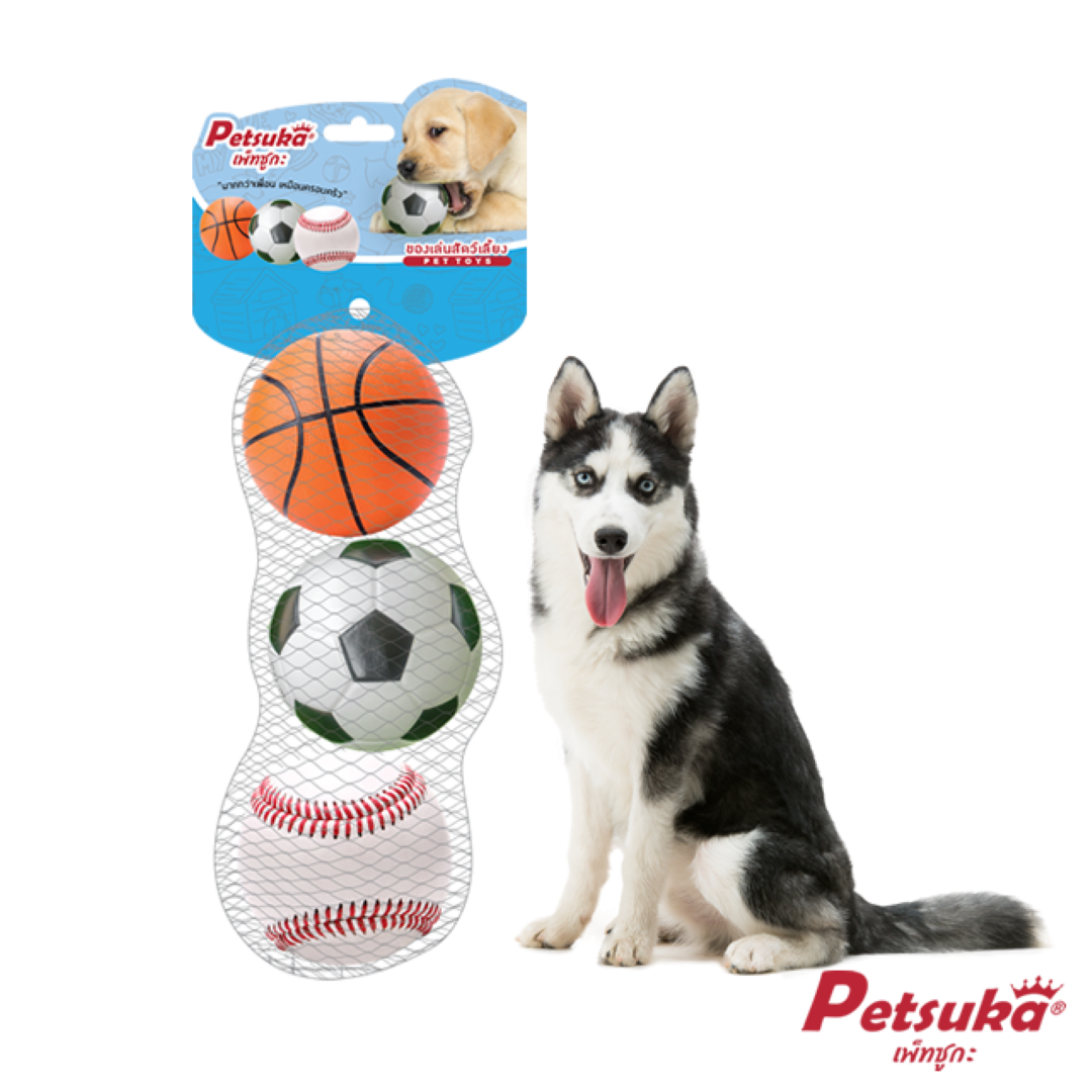 ชุดของเล่นลูกบอลสำหรับสุนัข Petsuka แพ็ค 3 ชิ้น