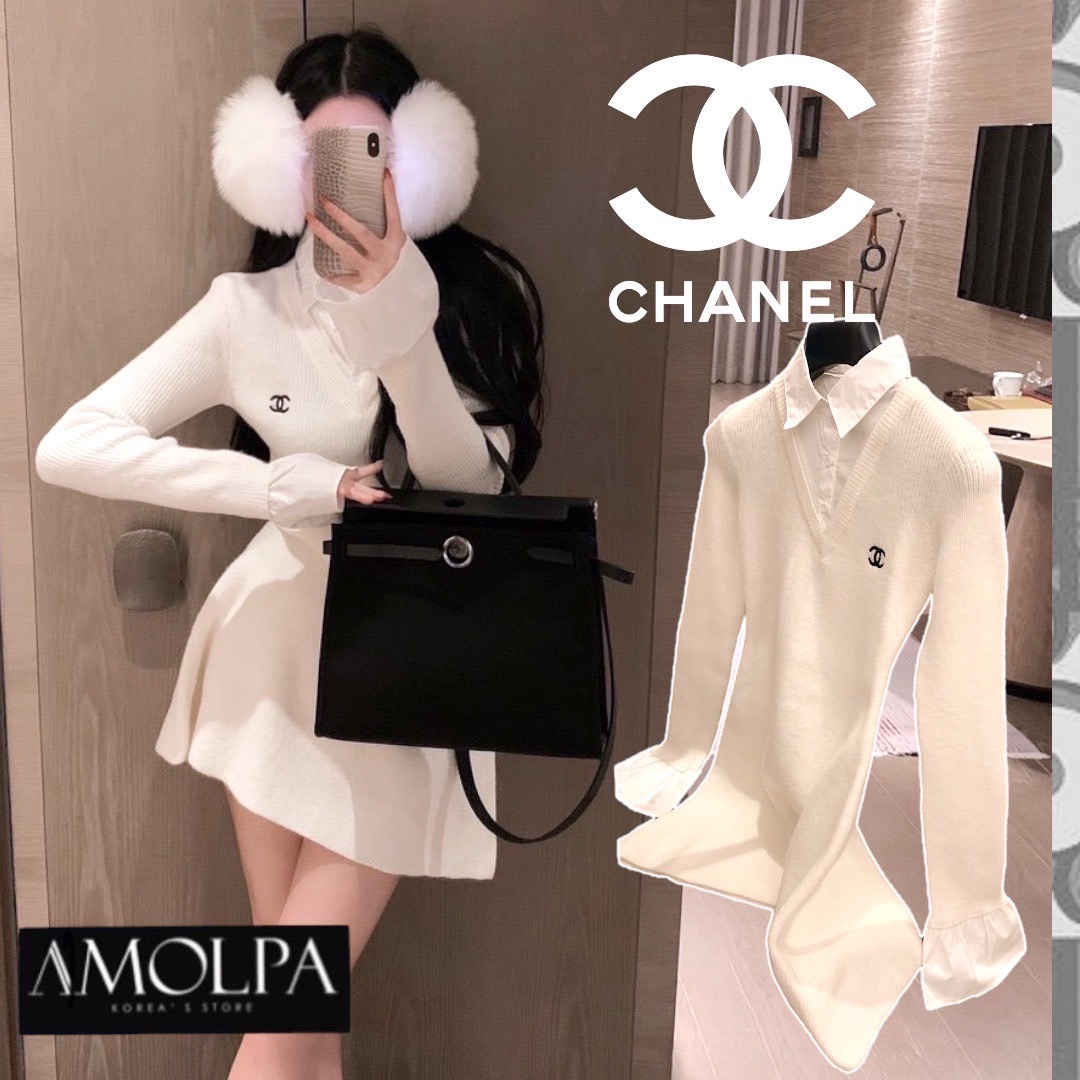 DRESS ไหมพรม CC KNITT ชนช๊อปปปนะคะ งานสวย ครบ ปั้มทุกจุด เนื้อผ้าดีม๊ากกกก ผ้าใส่สบายมาก ใส่สบาย : สินค้าคุณภาพ (พร้อมส่ง)