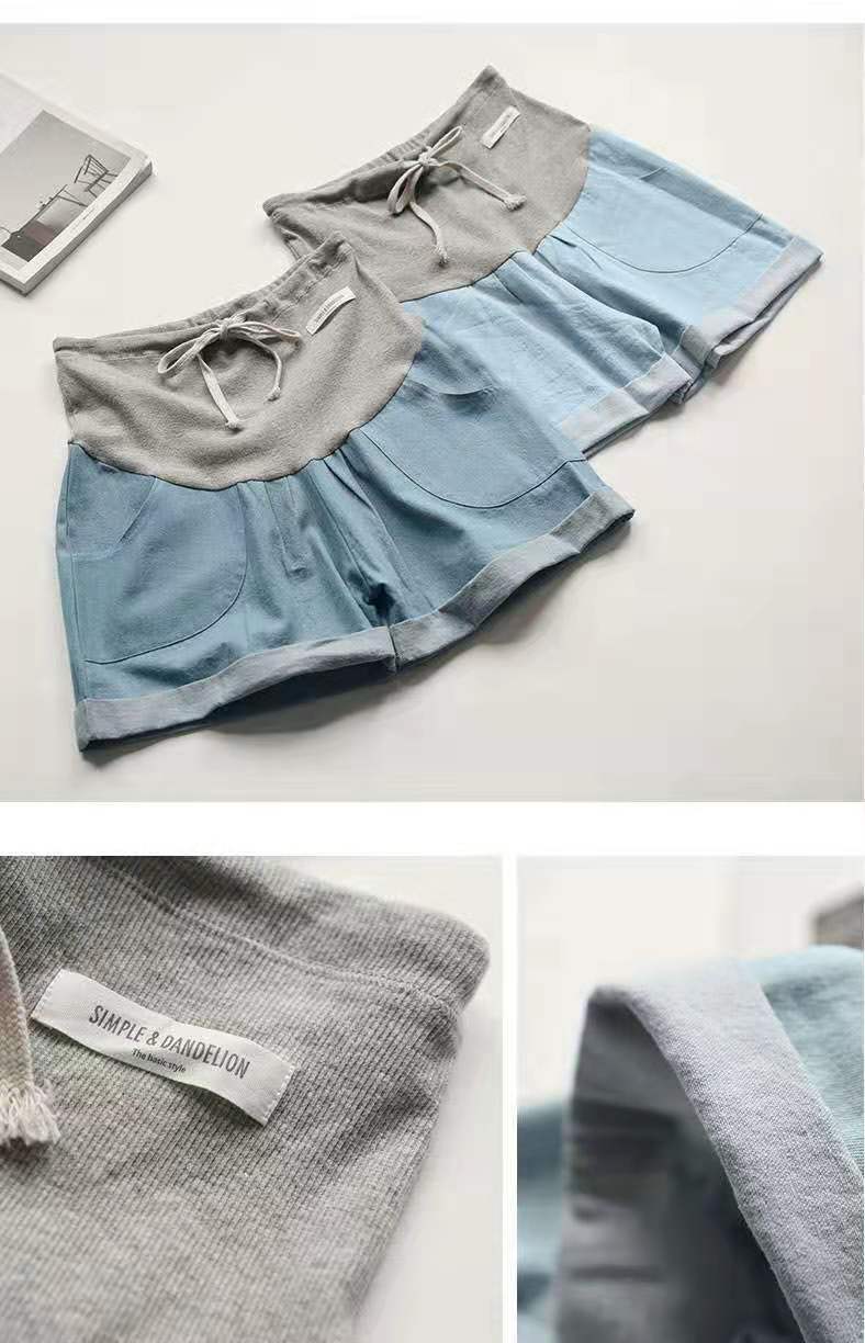 กางเกงคนท้อง กางเกงยีนส์คนท้อง กางเกงคนท้อง สไตล์เกาหลี ขาสั้น เท่ห์ๆ เอวปรับขนาดได้ ใส่สบาย Size M, L, XL