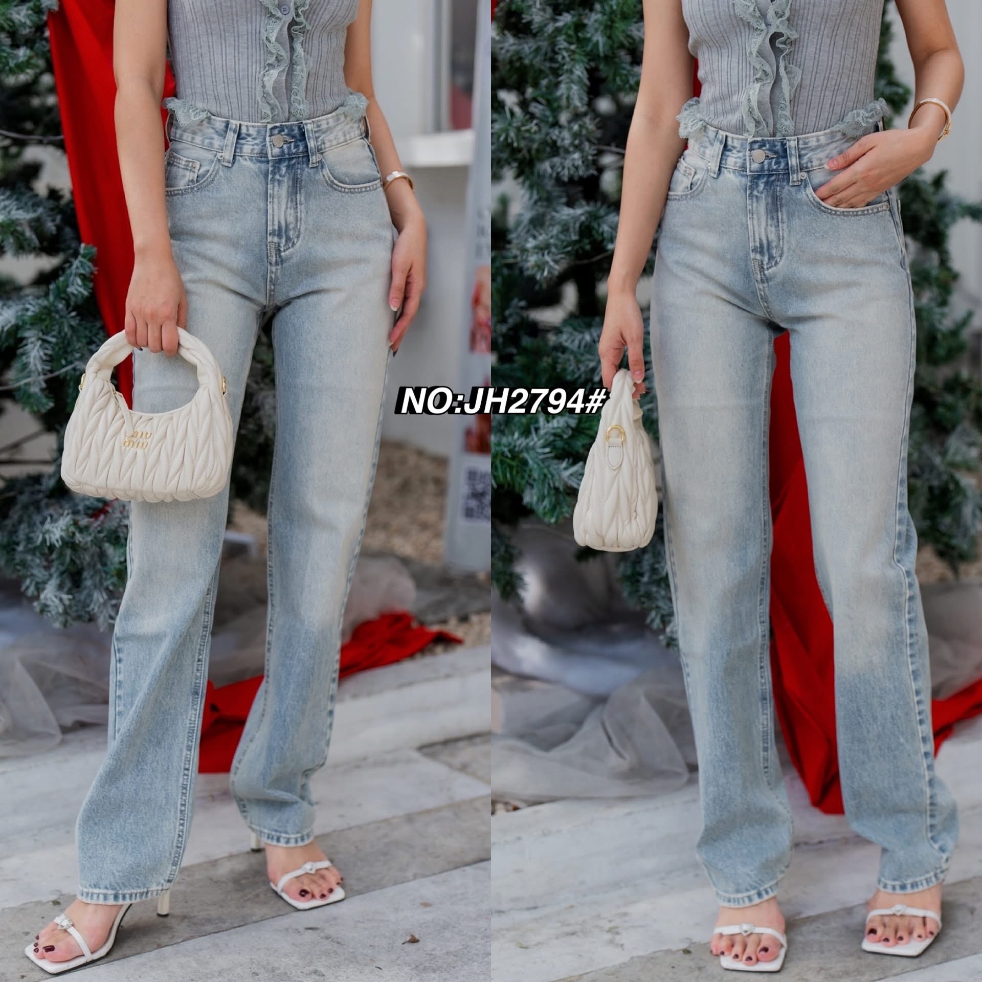 กางเกงทรงกระบอก งานปังที่สุด (ผ้าไม่ยืด) เอวสูงปรี๊ดปิดสะดือ ความยาวไม่เต่อ ฟอกสีสวย ใส่สบาย : สินค้าคุณภาพ (พร้อมส่ง)