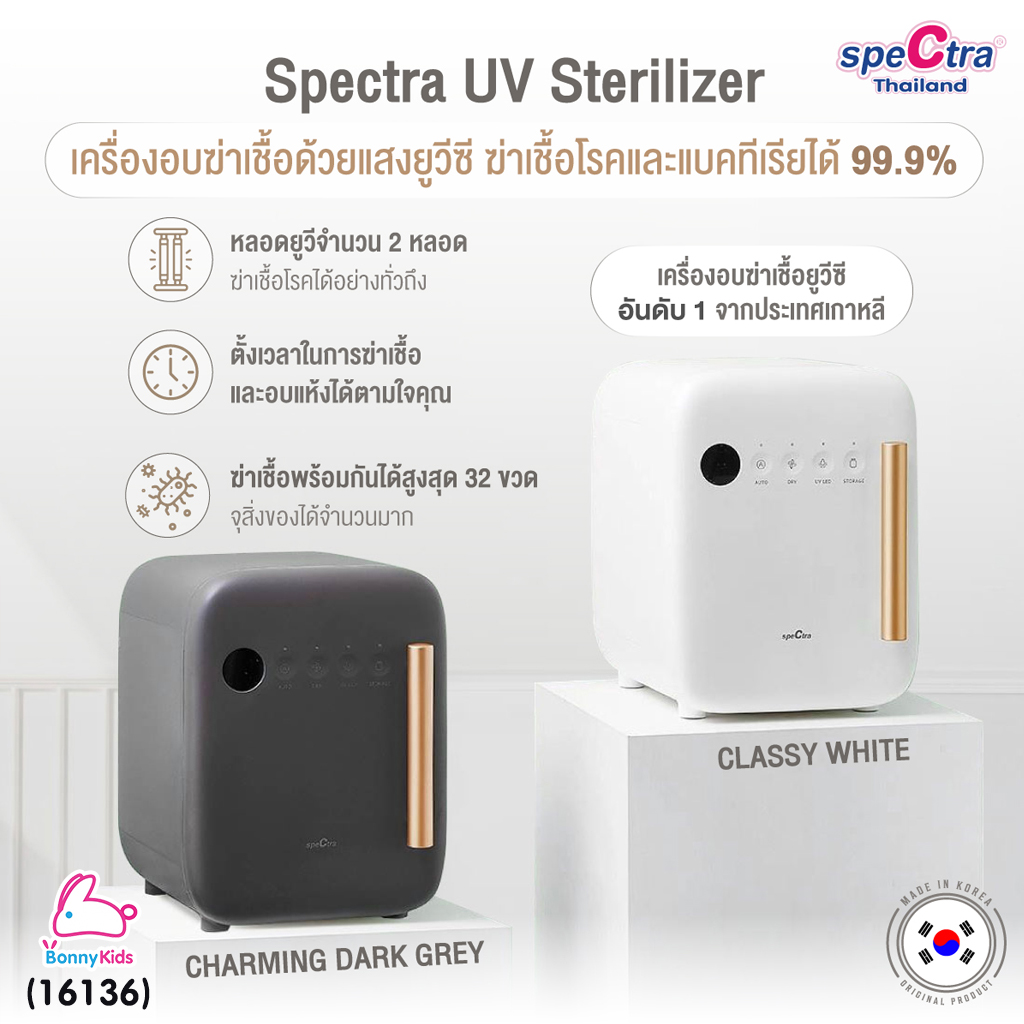 (16136) Spectra (สเปกตร้า) Spectra UV Sterilizer เครื่องอบฆ่าเชื้อด้วยแสงยูวีซี ฆ่าเชื้อโรคและแบคทีเรียได้ถึง 99.9%
