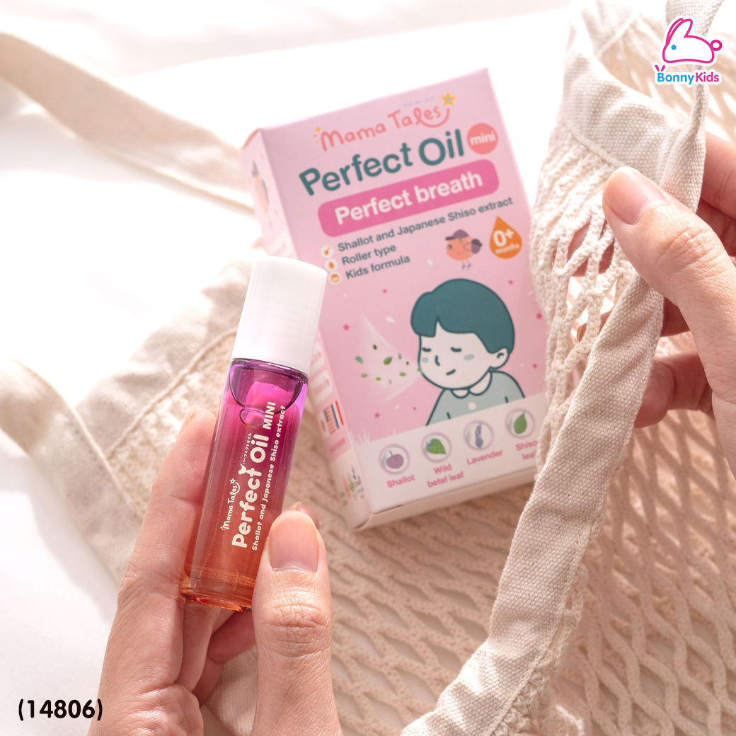 (14806) Mama Tales (มาม่าเทลส์) Perfect Oil Mini น้ำมันหอมแดงออร์แกนิก บรรเทาหวัด หายใจโล่ง หัวลูกกลิ้ง (10ml)