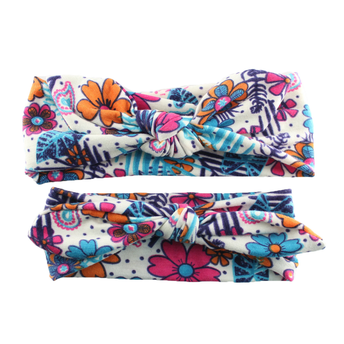 [แพคคู่] ผ้าคาดผมเกาหลี ผ้าคาดผมหญิง คู่แม่+ลูก ผ้าคาดผมเด็กอ่อน ผ้าคาดผมทารก และคุณแม่ โบว์หูกระต่ายดอกไม้ Retro