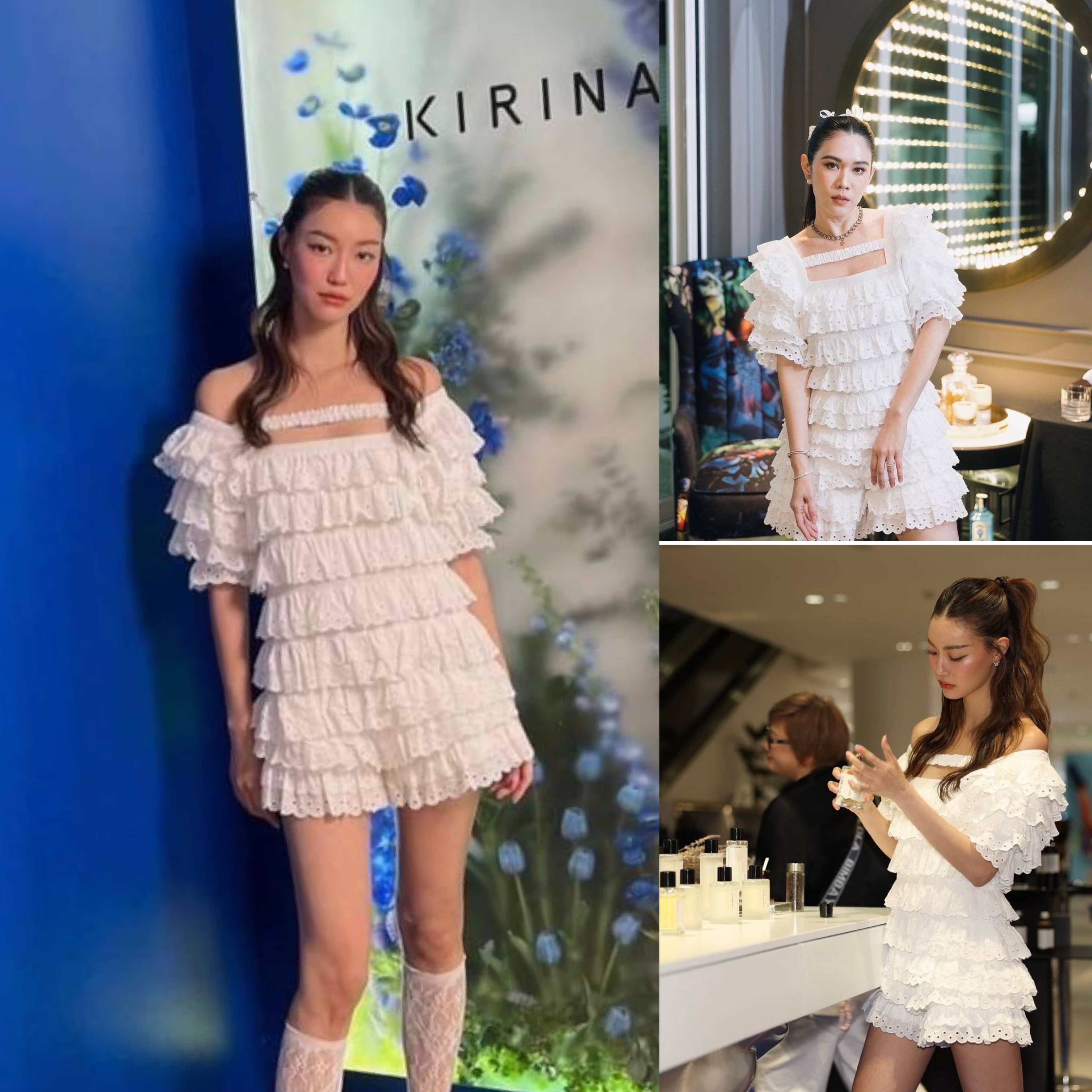 จั้มสูทกางเกงขาสั้นระบายชั้นผ้าปักฉลุหยักๆทั้งชุดคอเหลี่ยมแขนสั้นเอวเข้ารูปกางเกงขาสั้นด้านหลังมีสายคาดแต่งโบเพิ่มความน่ารักมีซับในอย่างดี สินค้าคุณภาพ (พร้อมส่ง)