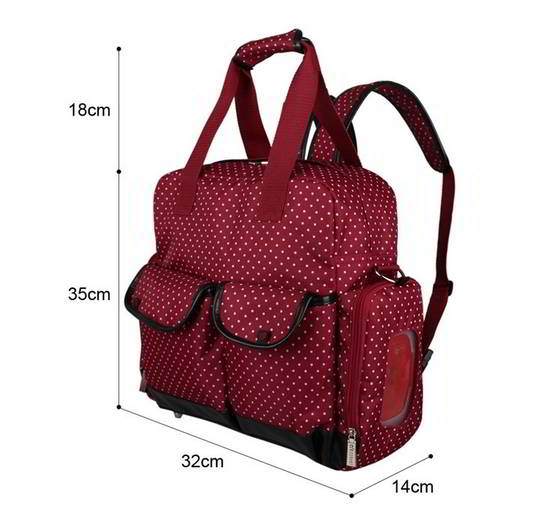 Ecosusi กระเป๋าคุณแม่ กระเป๋าสัมภาระคุณแม่ กระเป๋าแม่ลูกอ่อน ใช้ได้ 3 แบบ ใบใหญ่ ทนทาน ช่องใส่ของเยอะ (Red)