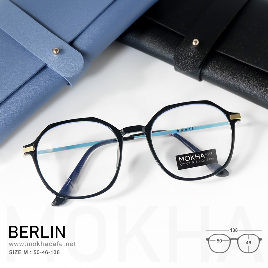 BERLIN - black gold กรอบแว่น แว่นตาทรงเหลี่ยม กว้าง 138 มม. (sizeM)