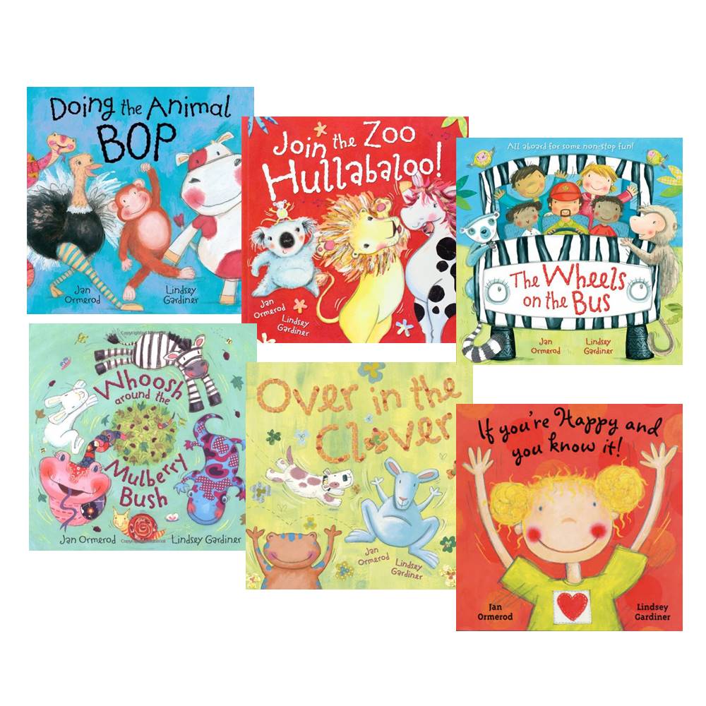 Oxford OUP : Jan Ormerod & Lindsey Gardiner : Animal Bop Collection - 6 Books + CD : Sing a long Read a long : Hullabaloo, Mulberry Bush, Wheels on the Bus เซตหนังสือ 6 เล่ม พร้อมซีดี