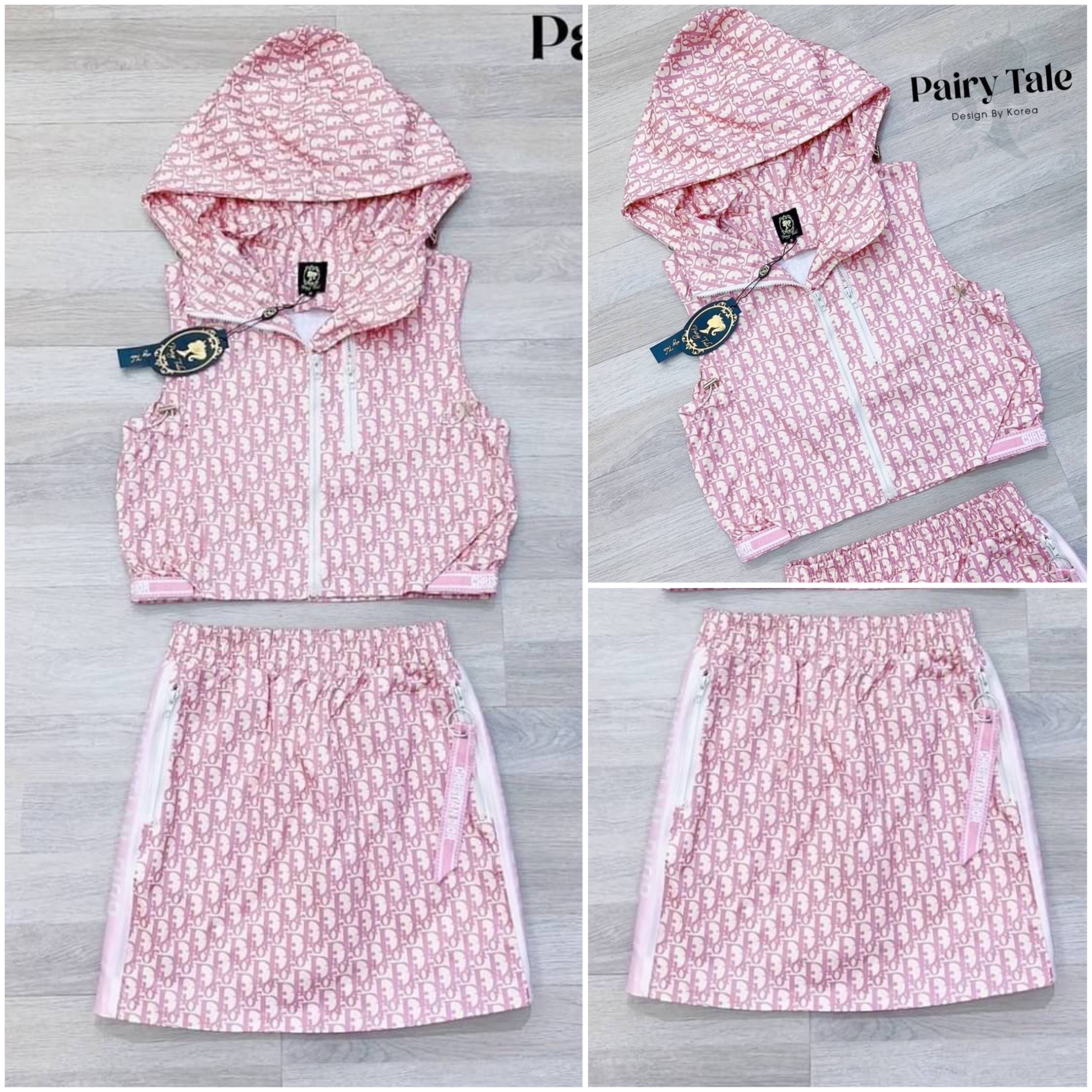 Set Dior สีชมพูหวานมากกก เสื้อฮูดซิปหน้า แต่งซิปกระเป๋า แต่งขอบแบรนด์ แมตกระโปรงเอวจั้ม แต่งแถบด้านข้าง มีกระเป๋า2ข้าง (ซับในเป็นกางเกง) สินค้าคุณภาพ (พร้อมส่ง)