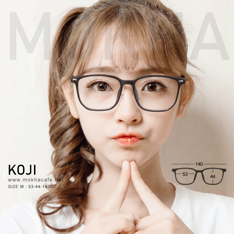 KOJI - black กรอบแว่น ทรงเหลี่ยม TR90 ยืดหยุ่น กว้าง 140 มม. (sizeM) H44