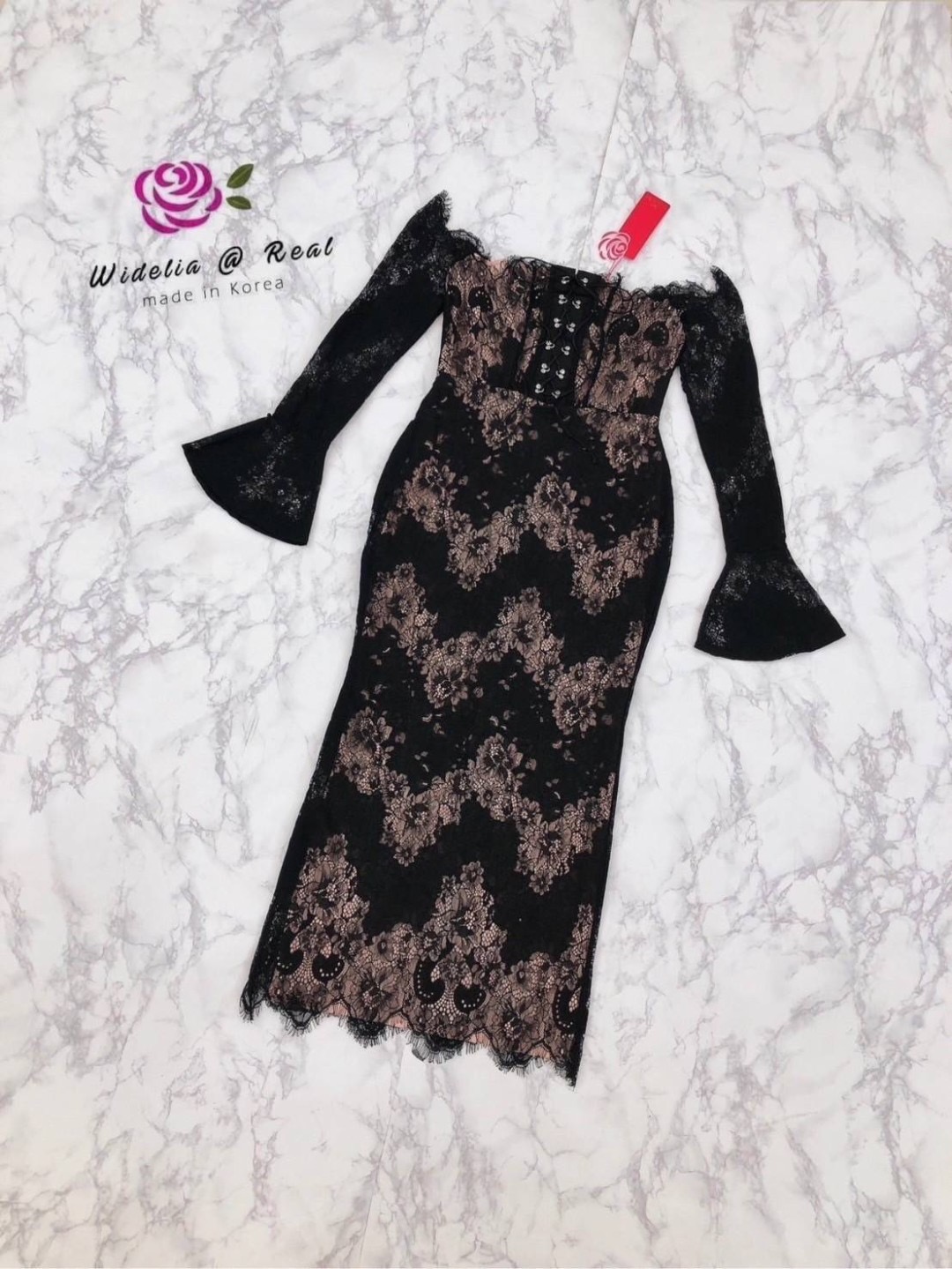 เดรสปาดไหล่ตัวยาวสวยสุด Sexy บอกเลยแพทเทิ้ลสวยเนี๊ยบสุดๆ ใส่สบาย สินค้าคุณภาพ (พร้อมส่ง)