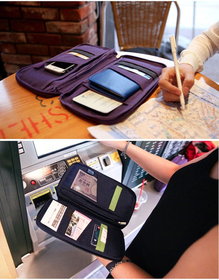กระเป๋าใส่พาสปอร์ต กระเป๋าใส่หนังสือเดินทาง ใส่เอกสารต่างๆ มีสายคล้องมือ คุณภาพดี (Travel Wallet Passport Holder, Family Passport Holder with Hand & Neck Strap)