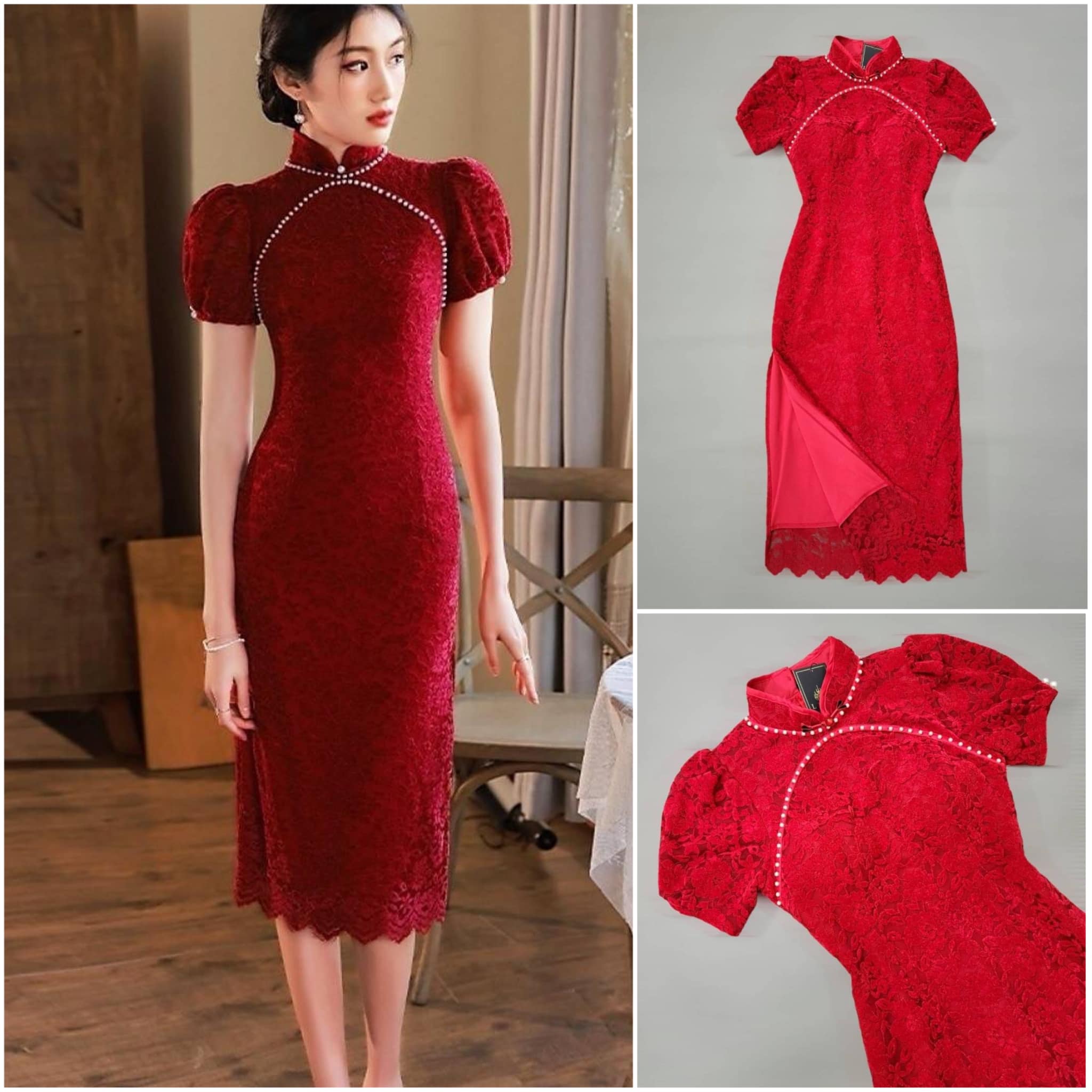 เดรสกี่เพ้าแขนตุ๊กตา แพทเทิร์นสวยเข้ารูป ใส่สบาย สินค้าคุณภาพ (พร้อมส่ง)