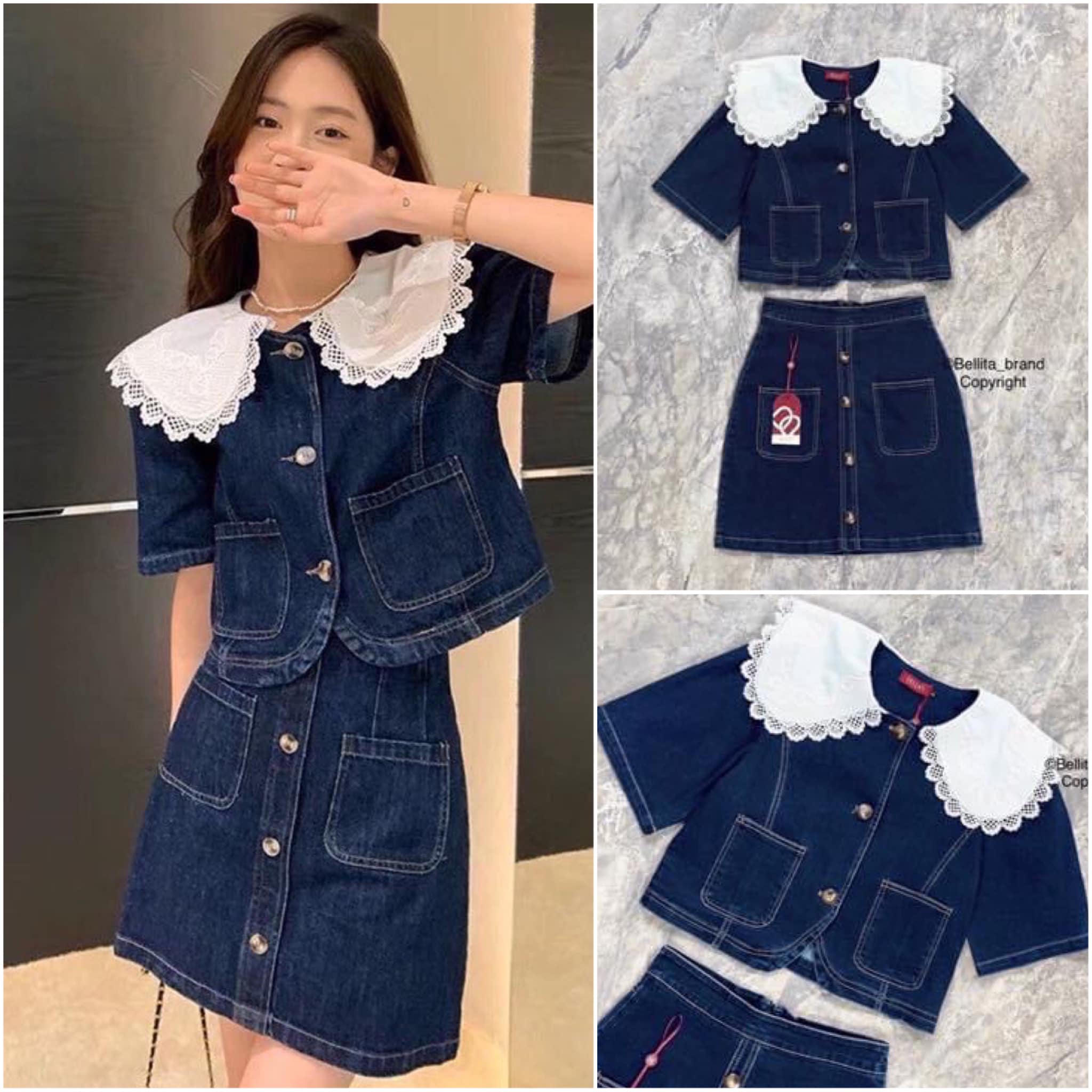 เซ็ทกระโปรงยีนส์สั้น ทรงสวย ใส่สบาย สินค้าคุณภาพ (พร้อมส่ง)