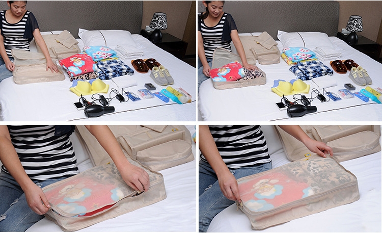 กระเป๋าจัดระเบียบเดินทาง กระเป๋าจัดระเบียบเสื้อผ้า 7 ใบ เย็บอย่างดี จัดกระเป๋าเดินทาง ท่องเที่ยว ใส่เสื้อผ้า ชุดชั้นใน อุปกรณ์ห้องน้ำ กางเกงใน รองเท้า เครื่องสำอาง อุปกรณ์ไอที