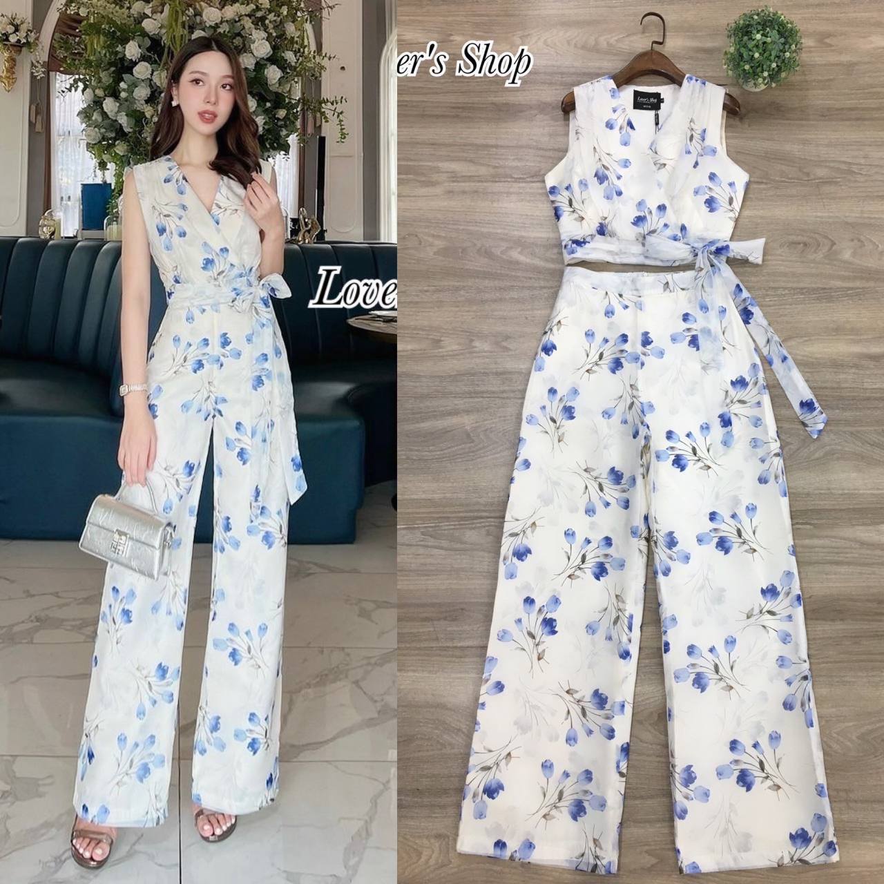 Setลายดอกไม้ สีสันสดใส ละมุน ตัวเสื้อทรงป้ายใส่ง่ายค่ะ ความยาวกำลังดีเอว ไม่ลอย มาพร้อมกางเกงขายาวเอวสูง สินค้าคุณภาพ (พร้อมส่ง)