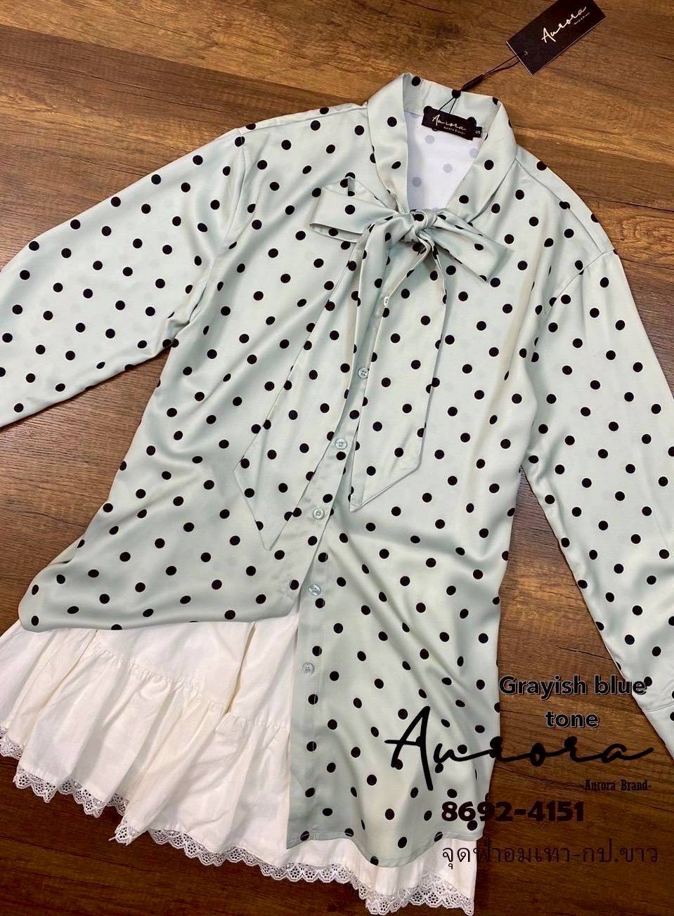 Set เสื้อทรงใส่สบายๆ ลายจุด สวยหวาน กระดุมหน้าแกะใช้งานได้จริง ด้านหน้าผูกปรับได้ **เนื้อผ้านุ่มสวมใส่สบาย +++มาพร้อม กระโปรงดีเทลเก๋ แมชกันได้อย่างลง ใส่สบาย : สินค้าคุณภาพ (พร้อมส่ง)