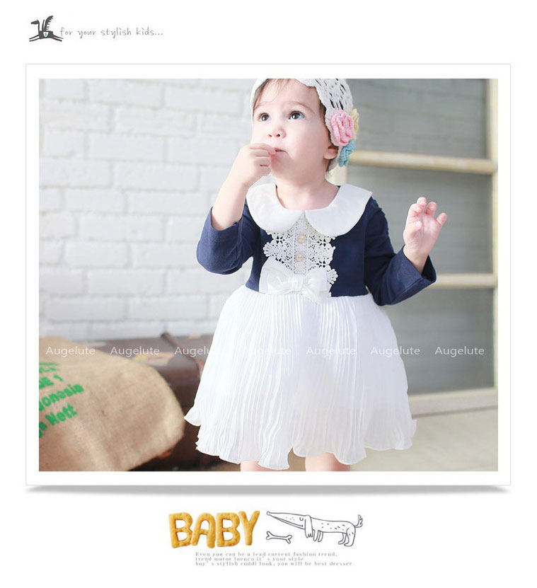 ชุดเดรสเด็กหญิง 1-2 ขวบ Augelute แบรนด์แท้ ผ้าดีมาก คอบัวแขนยาวตุ๊กตา สวยหรู