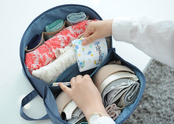 กระเป๋าใส่ชุดชั้นใน กางเกงชั้นใน ขนาดใหญ่พิเศษ แบ่งช่องสองด้าน ใส่ได้หลายตัว มี 4 สี 4 ลาย