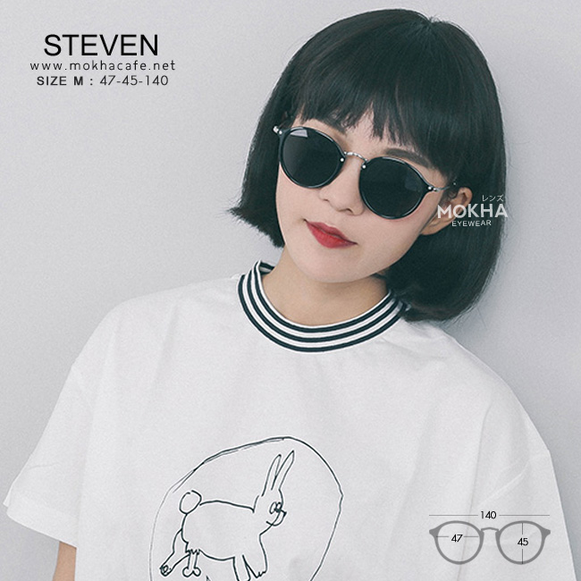 [pre-order] แว่นกันแดด STEVEN - brown ทรงกลม ขาโลหะ 140 mm. (sizeM)