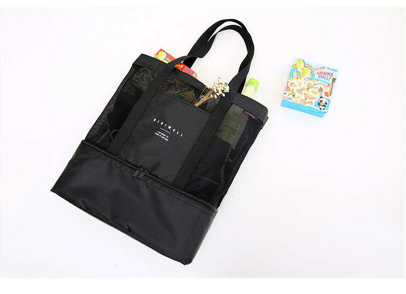 กระเป๋าเก็บความเย็น สะพายได้ เป็นตาข่าย เก็บอุณหภูมิร้อน-เย็น รูปทรงสวย เก๋ กะทัดรัด คุณภาพดี มีดีไซน์ (สีดำ)