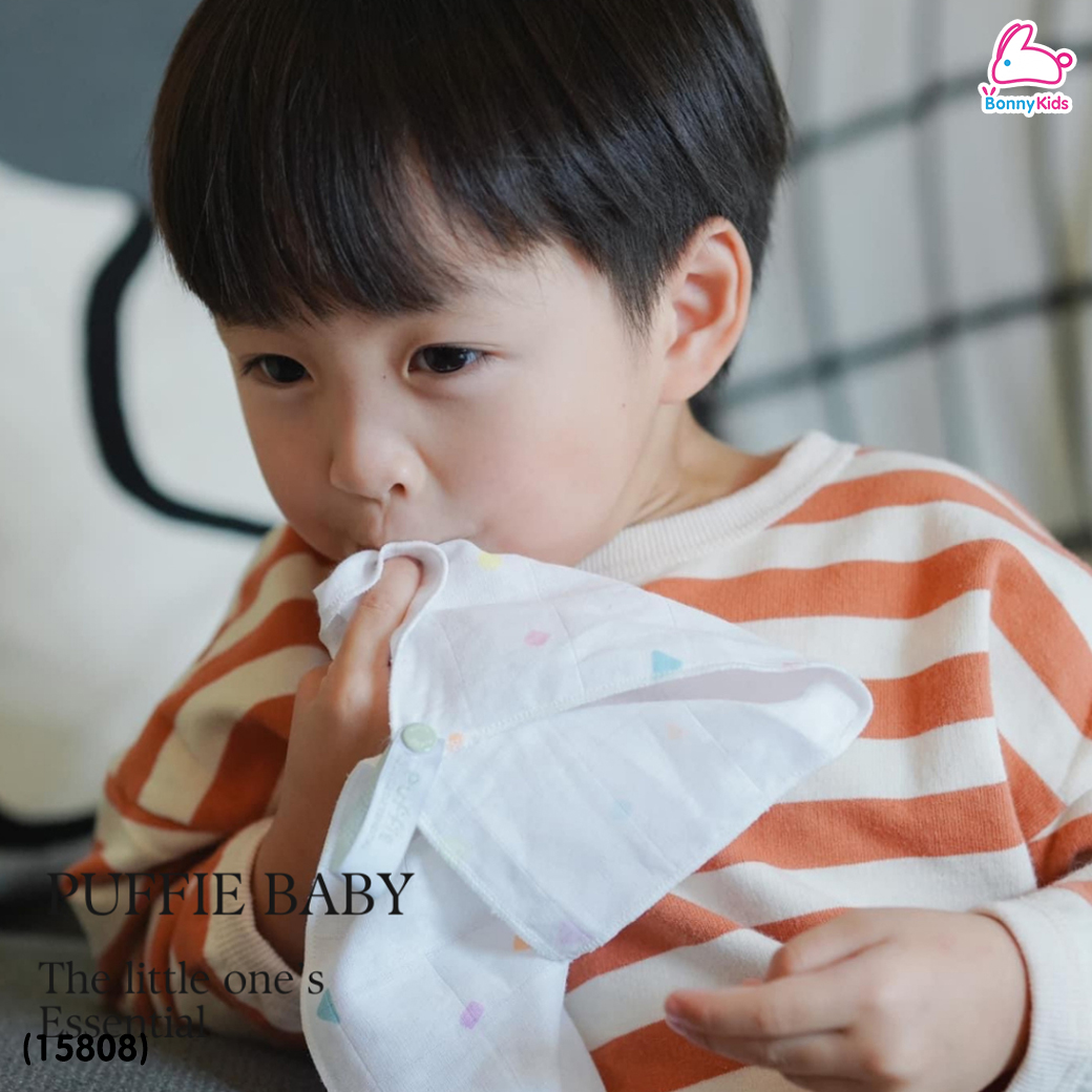 (15808) Puffie (พัฟฟี่) Napkin & Washcloth ผ้าเช็ดหน้า ผ้าเช็ดปากสำหรับเด็ก ขนาด 11×11 นิ้ว (บรรจุ 5 ผืน)