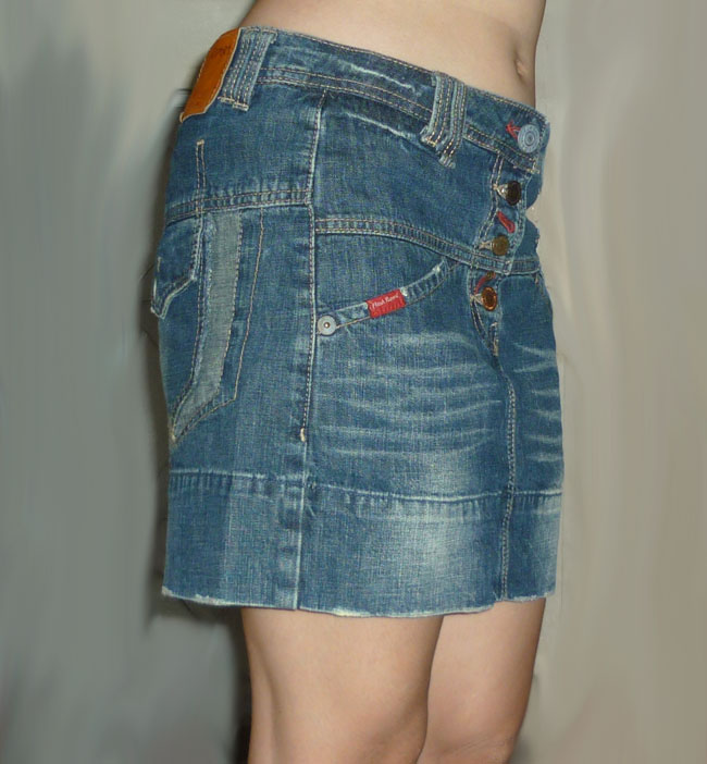 #1กระโปรงยีนส์ฟอกแต่ง สวยน่าใส่จริงๆ 32-35-13.5