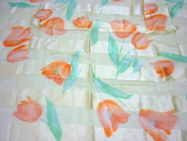 ผ้าพันคอผืนใหญ่ 100% silk ELLE สวยมาก