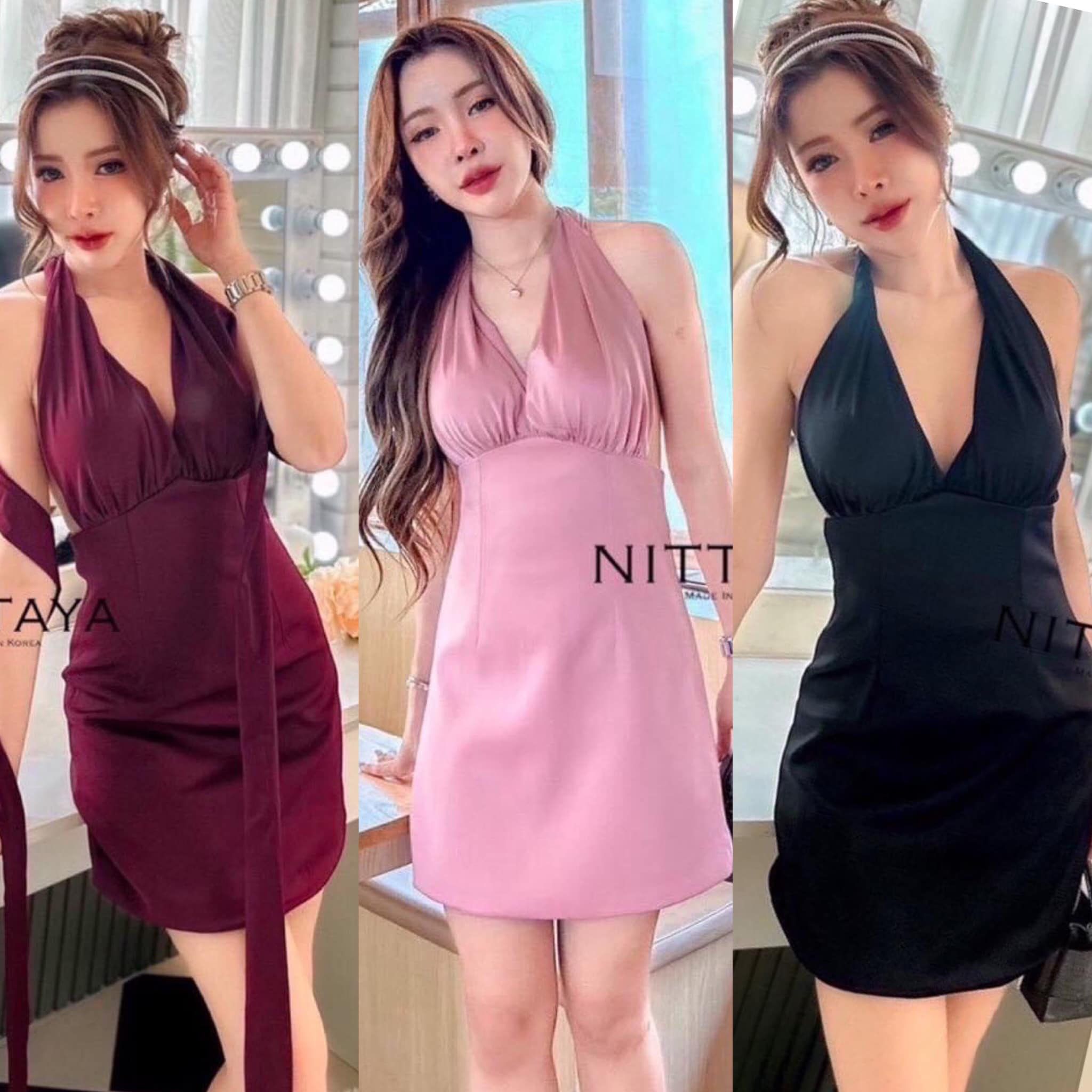 เดรสสายคล้องคอ ผูกโบว์รุ่นนี้ทำมา 3สี เซ็กซี่สุดไปเลยจ้า สินค้าคุณภาพ (พร้อมส่ง)