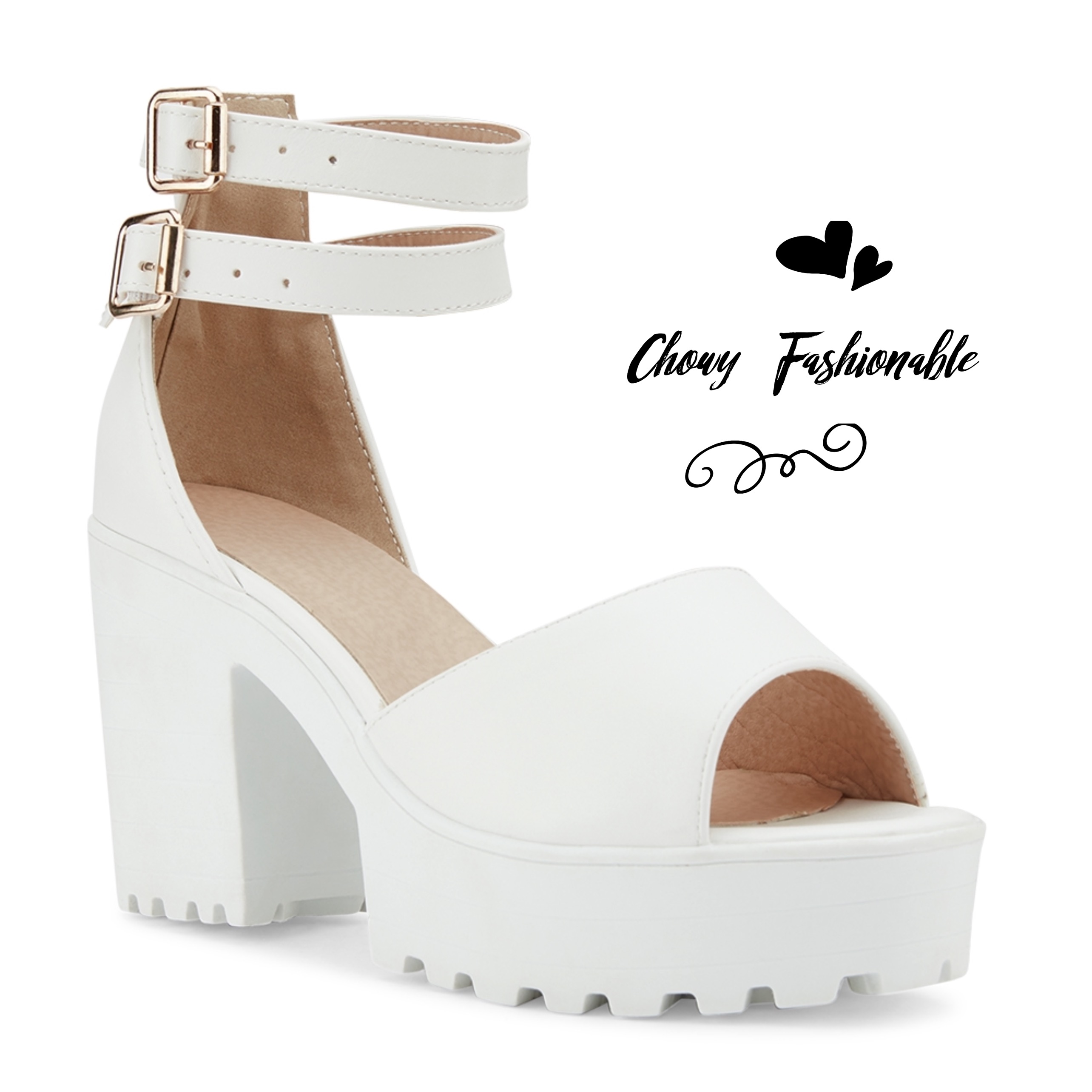 รองเท้าไซส์ใหญ่ 40-41 ส้นเตารีดไซส์ใหญ่ มัฟฟิน Muffin รัดข้อเท้า สีขาว KR0605WH