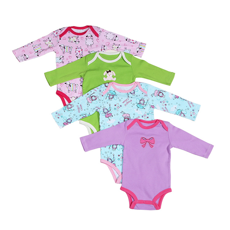 ชุดบอดี้สูทเด็กหญิง แขนยาว วัย 0-3/3-6/6-9 เดือน คละลาย