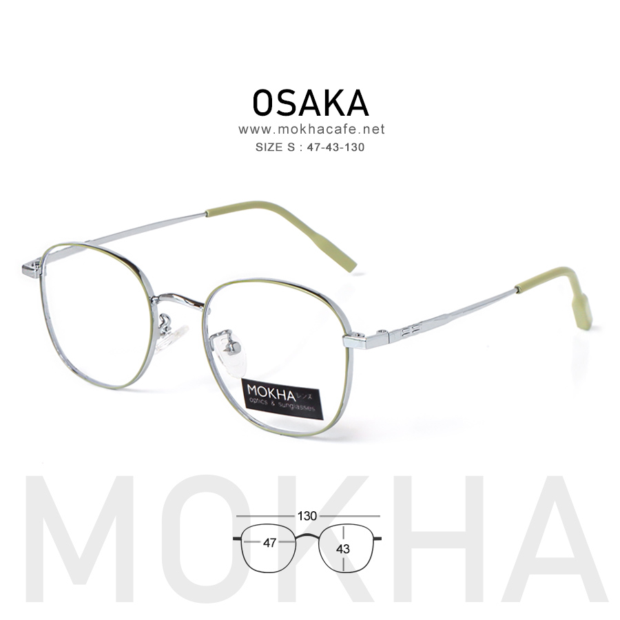 OSAKA - green silver แว่นตาทรงกลมรี กรอบแว่นโลหะ กว้าง 130 มม.(sizeS) H43