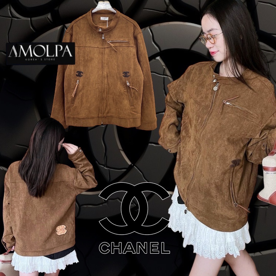 JACKET CC งาน hiend กำมะหยี่ 2024SS เนื้อผ้าดีมาก มีน้ำหนักสุดๆ ปั้มโลโก้ทุกจุดด ห้ามพลาดเลยน๊า สวยสุดๆ ใส่สบาย : สินค้าคุณภาพ (พร้อมส่ง)