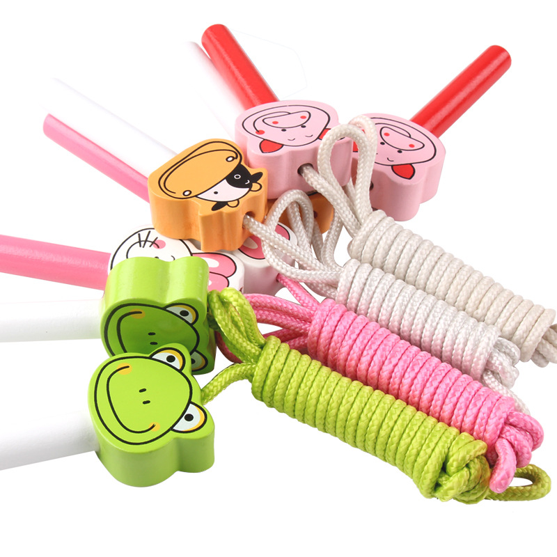 เชือกกระโดดสำหรับเด็ก ด้ามไม้ ยาว 2.4 เมตร ลายการ์ตูนน่ารัก