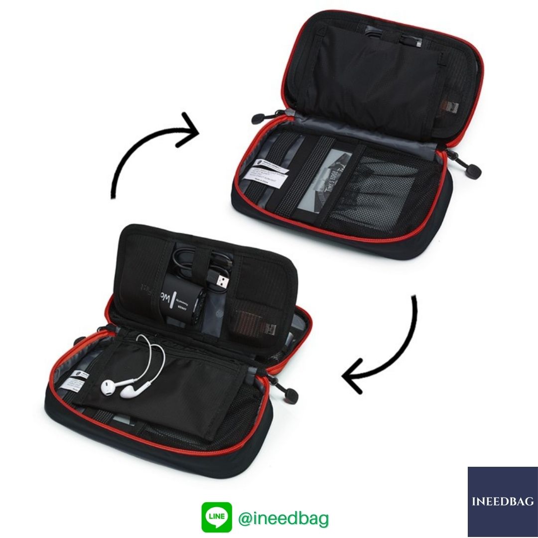 ฺBagsmart กระเป๋าจัดระเบียบอิเล็กทรอนิกส์ กระเป๋าใส่สายชาร์จ กระเป๋าใส่ฮาร์ดดิสก์ กระเป๋าใส่อุปกรณ์ไอที มีสองชั้น ช่องเยอะพิเศษ มีหูหิ้วพกพาสะดวก (ดำ-แดง)