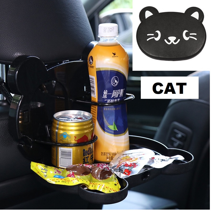 ถาดวางอาหารในรถ โต๊ะกินข้าวในรถยนต์ ถาดอาหารที่กินข้าวในรถ พับเก็บได้ ลายการ์ตูนน่ารัก วางแก้ว ขวดน้ำได้
