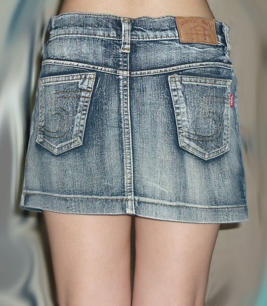 #2กระโปรงยีนส์ฟอกซีดลายเส้น สวยมาก 31.5-35-11
