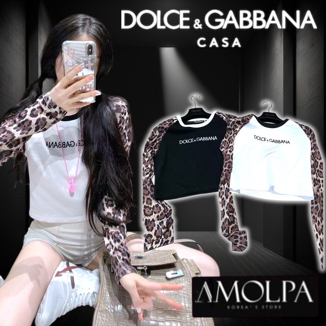 เสื้อแขนยาว DOLCE&GABBANA งาน hiend แต่งแขนลายเสือ หน้าอกปักอักษร งานสวยมากๆ ใส่ได้บ่อย ใส่สบาย : สินค้าคุณภาพ (พร้อมส่ง)