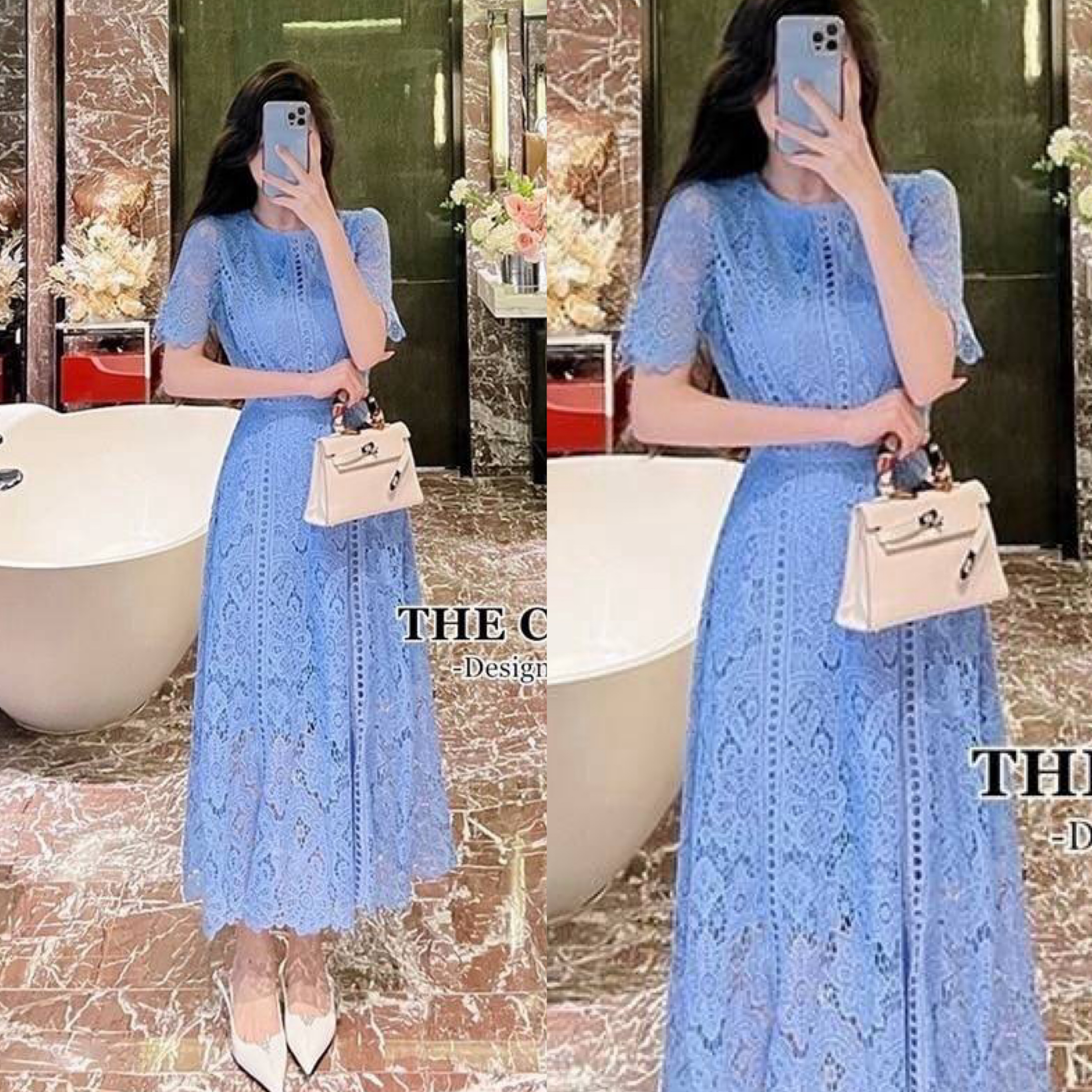 (ไซส์อก46) เดรสยาวลูกไม้ คอกลมใช้ผ้าลูกไม้เนื้อหนาอย่างดี ขึ้นลวดลายดอกไม้ ลายชัด ผ้าแน่นสวย ตัดต่อเพิ่มดีเทลแต่งด้วยลูกไม้ทรงกลมหลายจุด ใส่สบาย : สินค้าคุณภาพ (พร้อมส่ง)