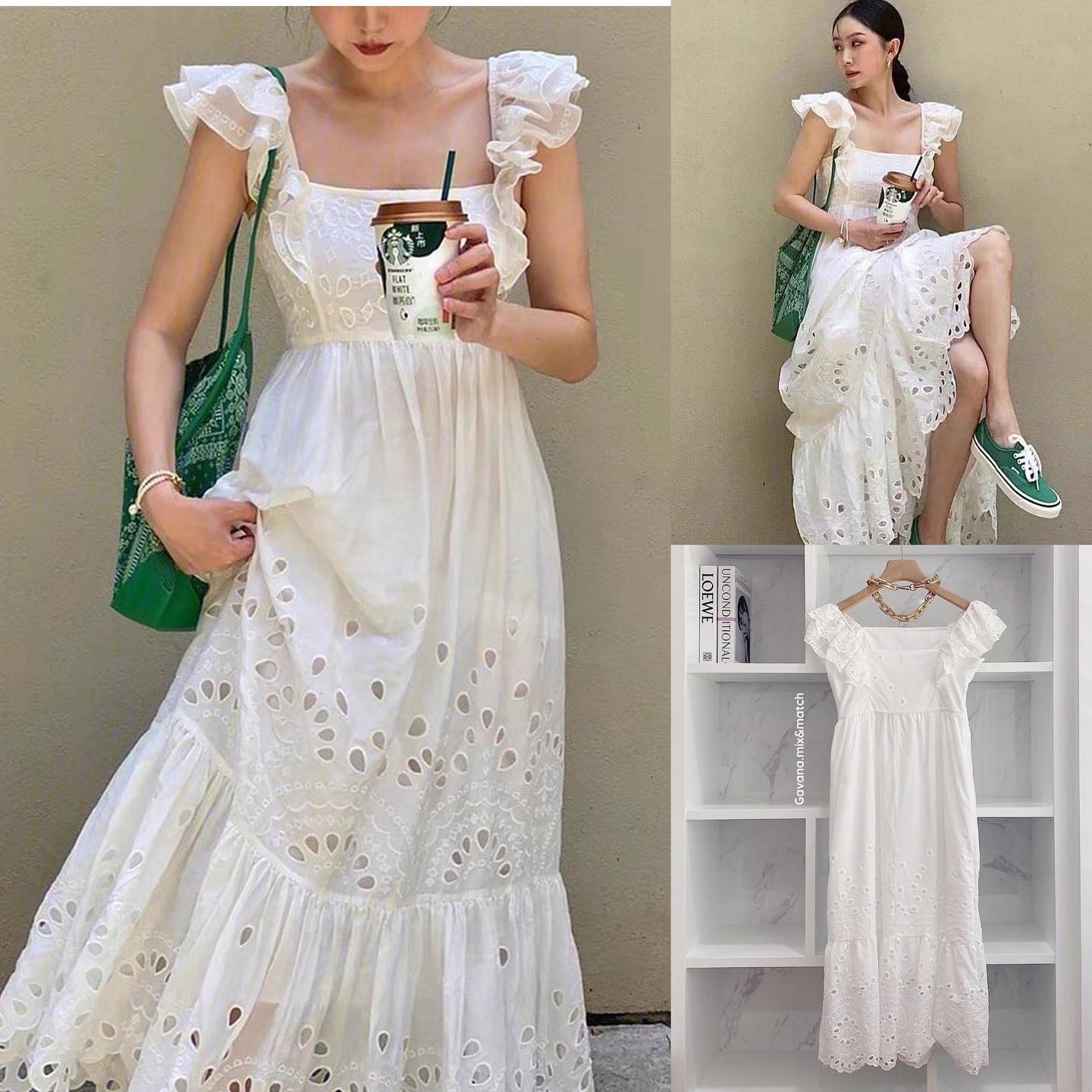 Maxidress สายเดี่ยวเเต่งระบาย เนื้อผ้าลูกไม้ รูดซิปข้างมีซับในอย่างดี ใส่สวยสไตล์korea เลยค่า เนื้อผ้าอย่างดี สินค้าคุณภาพ (พร้อมส่ง)