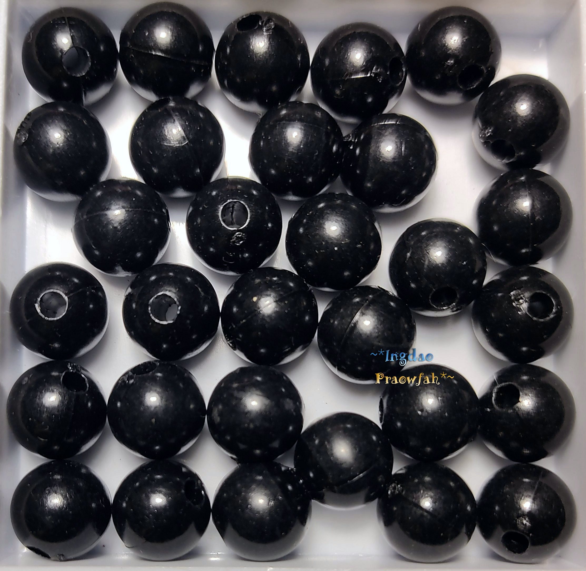 APEARL-10bk มุกอะคลีลิกทรงกลม ขนาด 10 มิล. สีดำมันเงา ไม่มีประกายมุก (20 ชิ้น)