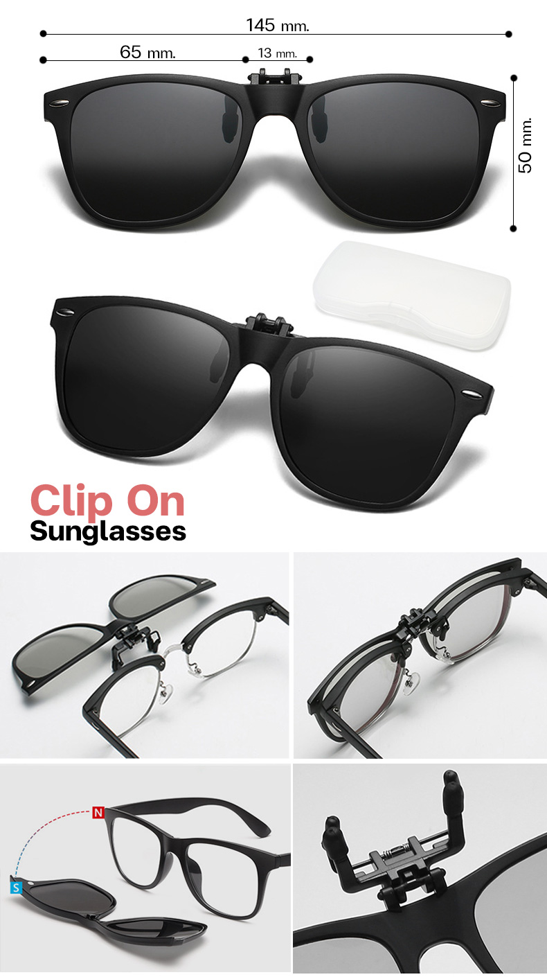 MOKHA คลิปออนแว่นตา (Size L) ClipOn กันแดด คลิปติดแว่นตา แว่นกันแดด