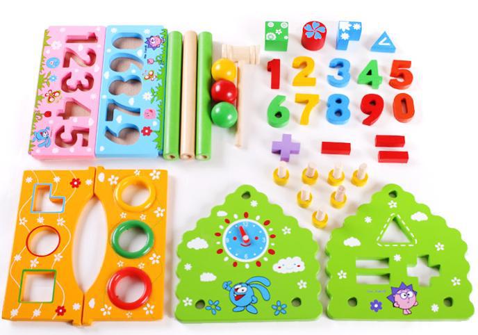 ของเล่นไม้ บ้านกิจกรรมหยอดบล็อค ตอกบอล เสริมพัฒนาการ