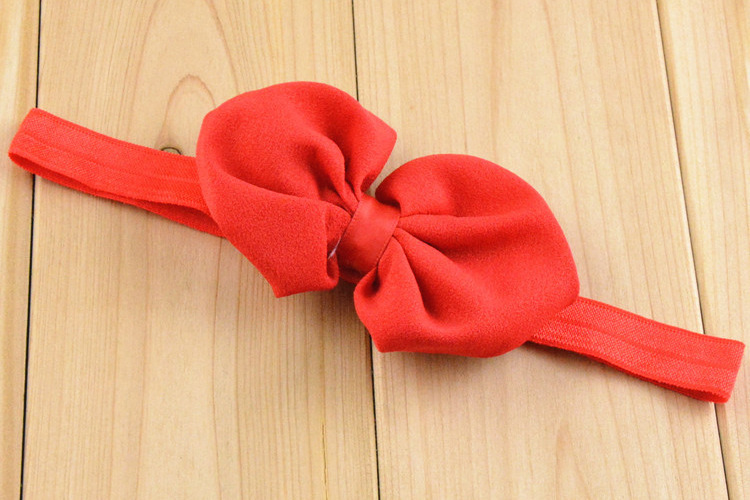 ผ้าคาดผมเด็กอ่อน แบบโบว์ใหญ่จีบรูด Classic Style