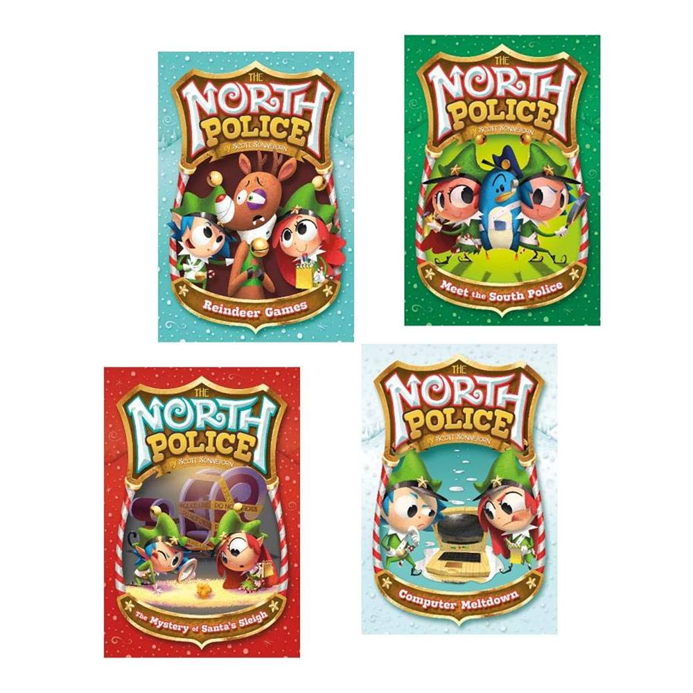 Scott Sonneborn : The North Police : Elf Detectives Collection : Computer Meltdown + Meet the South Police + The Mystery of Santa's Sleigh + Raindeer Gaes : เซตนิทานนักสืบเอลฟ์ 4 เล่ม