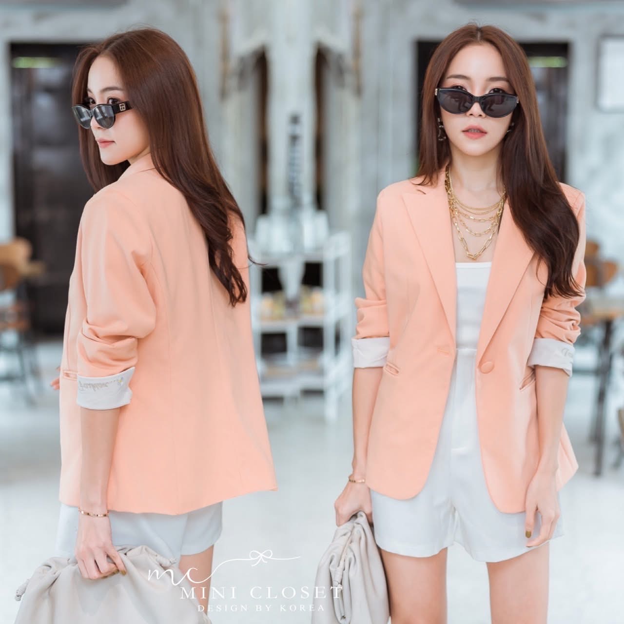 สูท งานคุณภาพเนี้ยบๆ ปักปลายแขน ผ้าสูทเนื้อดีลื่นมือ ซับในทั้งตัว ยาวปิดสะโพกบน ใส่สบาย : สินค้าคุณภาพ (พร้อมส่ง)